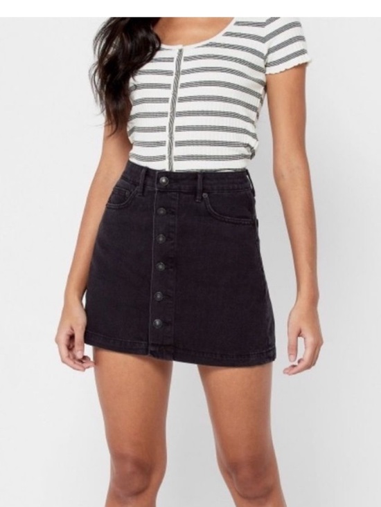 American Eagle Outfitters Dresses & Skirts - American Eagle High Waisted Button Fly Seam Detail A Line Denim Mini Skirt